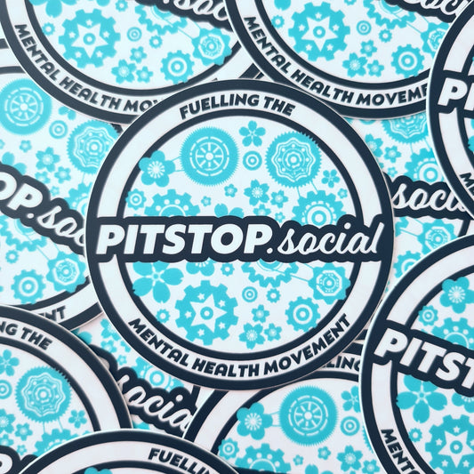 Pitstop Social Turquoise Build n' Bloom Round Sticker