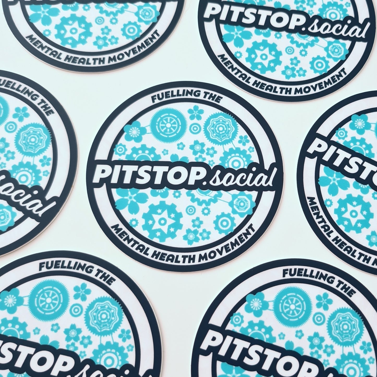 Pitstop Social Turquoise Build n' Bloom Round Sticker