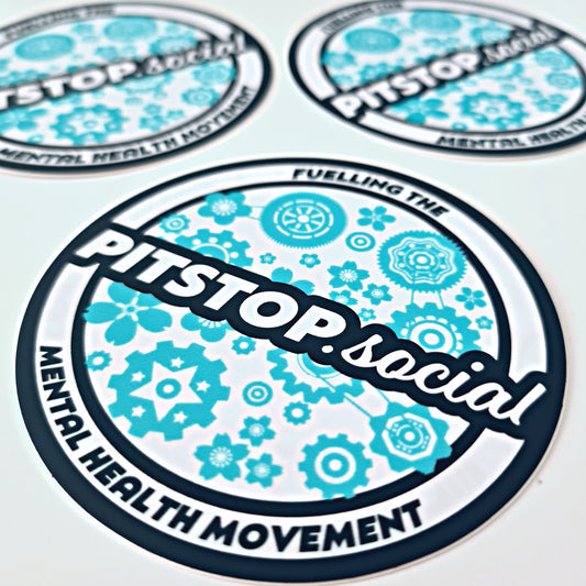 Pitstop Social Turquoise Build n' Bloom Round Sticker