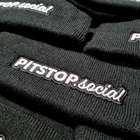 Pitstop Social Embroidered Beanie Bobble Hat