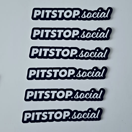 Pitstop Social Black and White 6" Logo Sticker