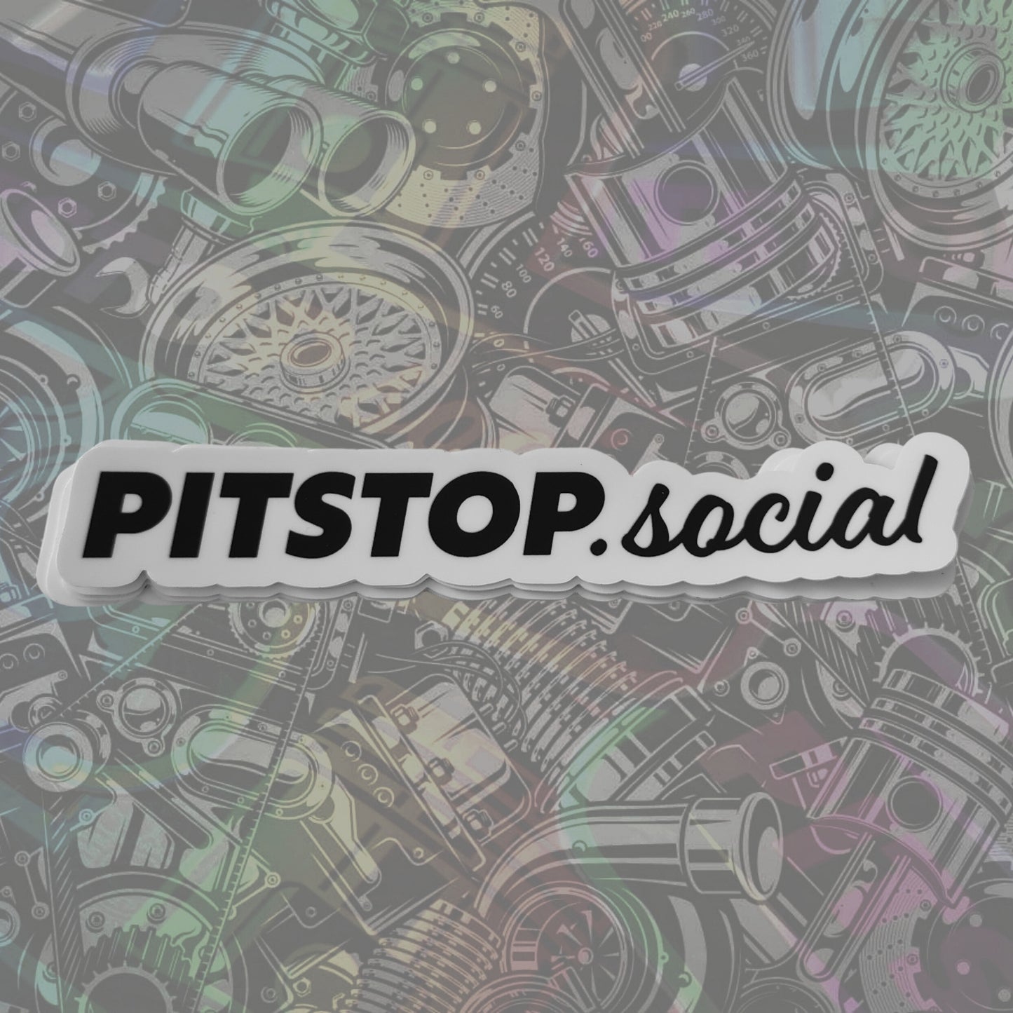 Pitstop Social Black and White 6" Logo Sticker