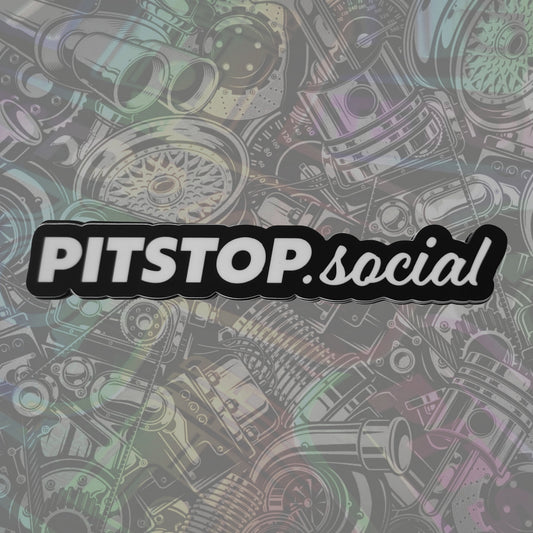 Pitstop Social Black and White 6" Logo Sticker