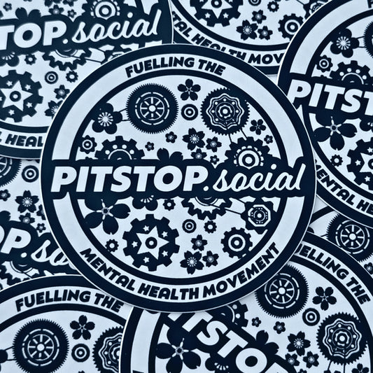 Pitstop Social Achromatic Build n' Bloom Round Sticker