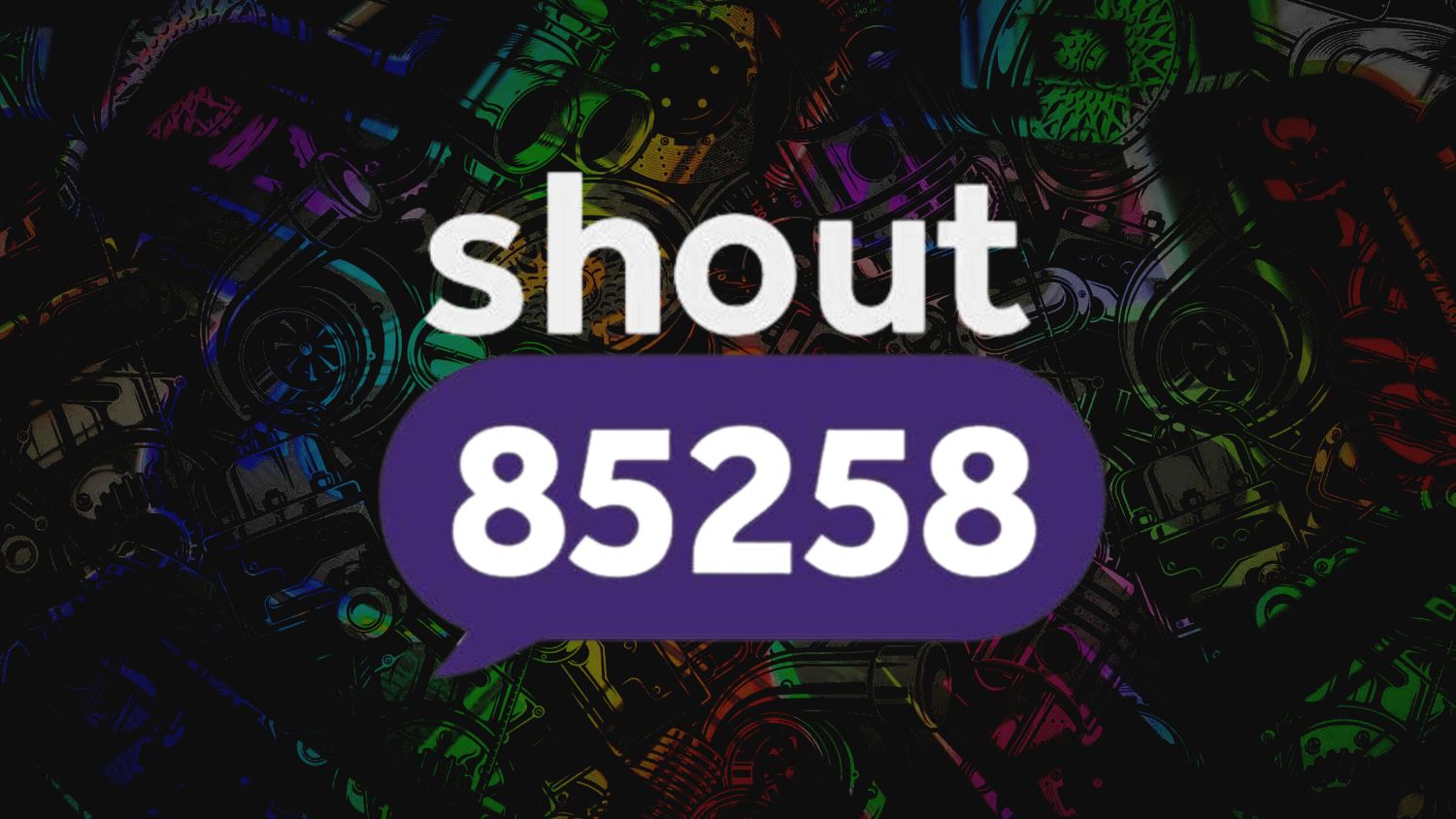 SHOUT 85258 mental health charity logo on pitstop social rainbow petrol theme background