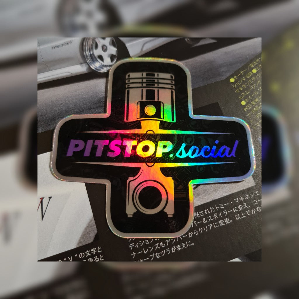 Pitstop Social Purple Piston Holographic Sticker