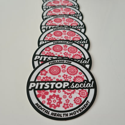 Pitstop Social Coral Peach Build n' Bloom Round Sticker