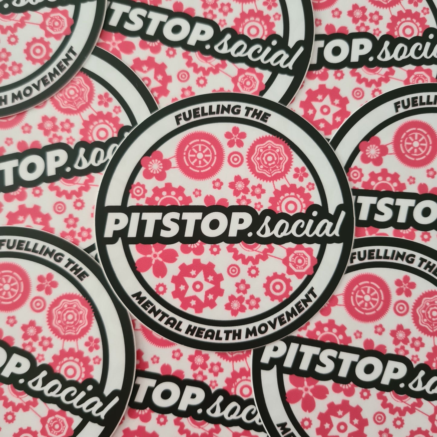 Pitstop Social Coral Peach Build n' Bloom Round Sticker