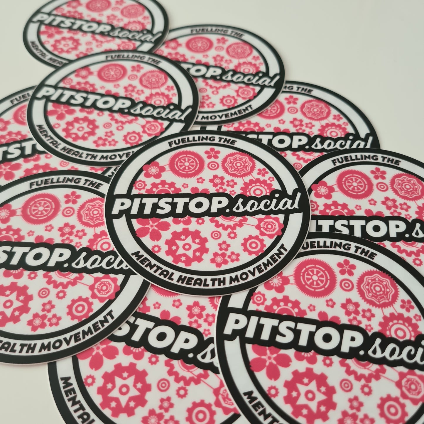 Pitstop Social Coral Peach Build n' Bloom Round Sticker