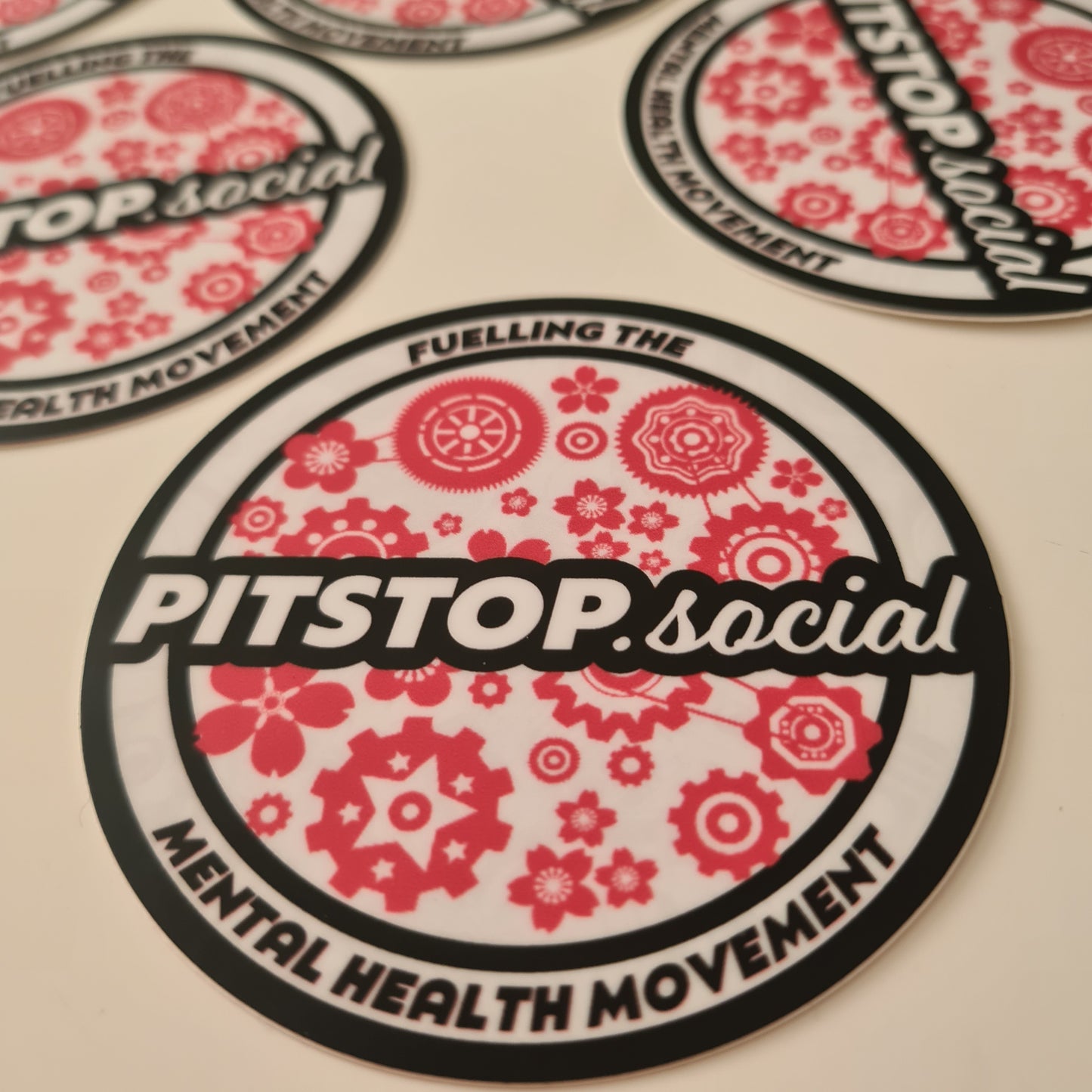 Pitstop Social Coral Peach Build n' Bloom Round Sticker