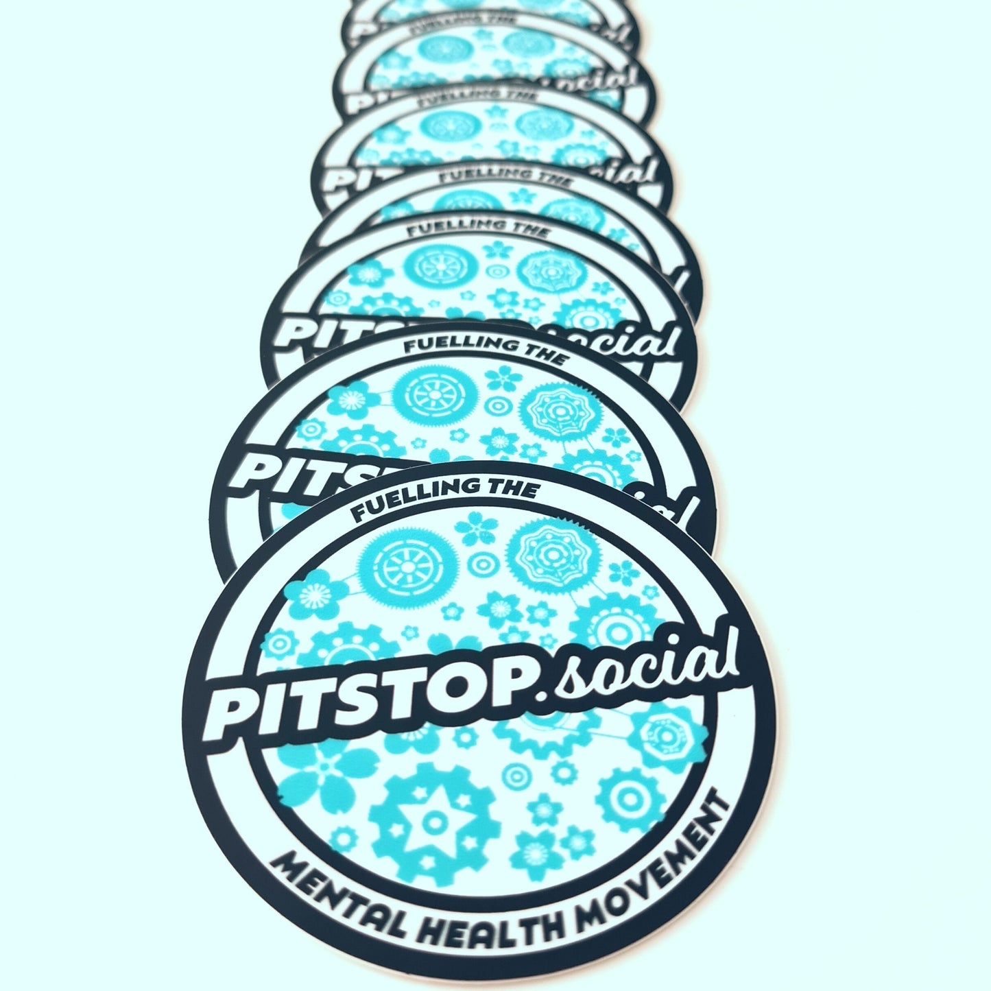 Pitstop Social Turquoise Build n' Bloom Round Sticker