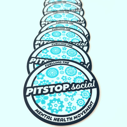 Pitstop Social Turquoise Build n' Bloom Round Sticker