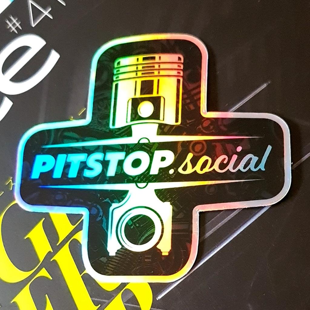 Pitstop Social Blue Piston Holographic Sticker