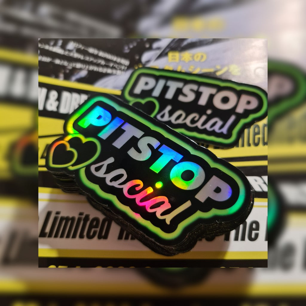Pitstop Social Mini Hearts Holographic Sticker