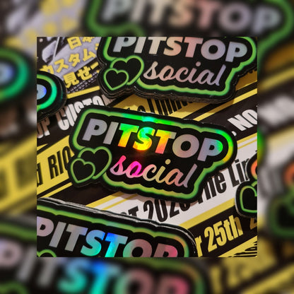 Pitstop Social Mini Hearts Holographic Sticker