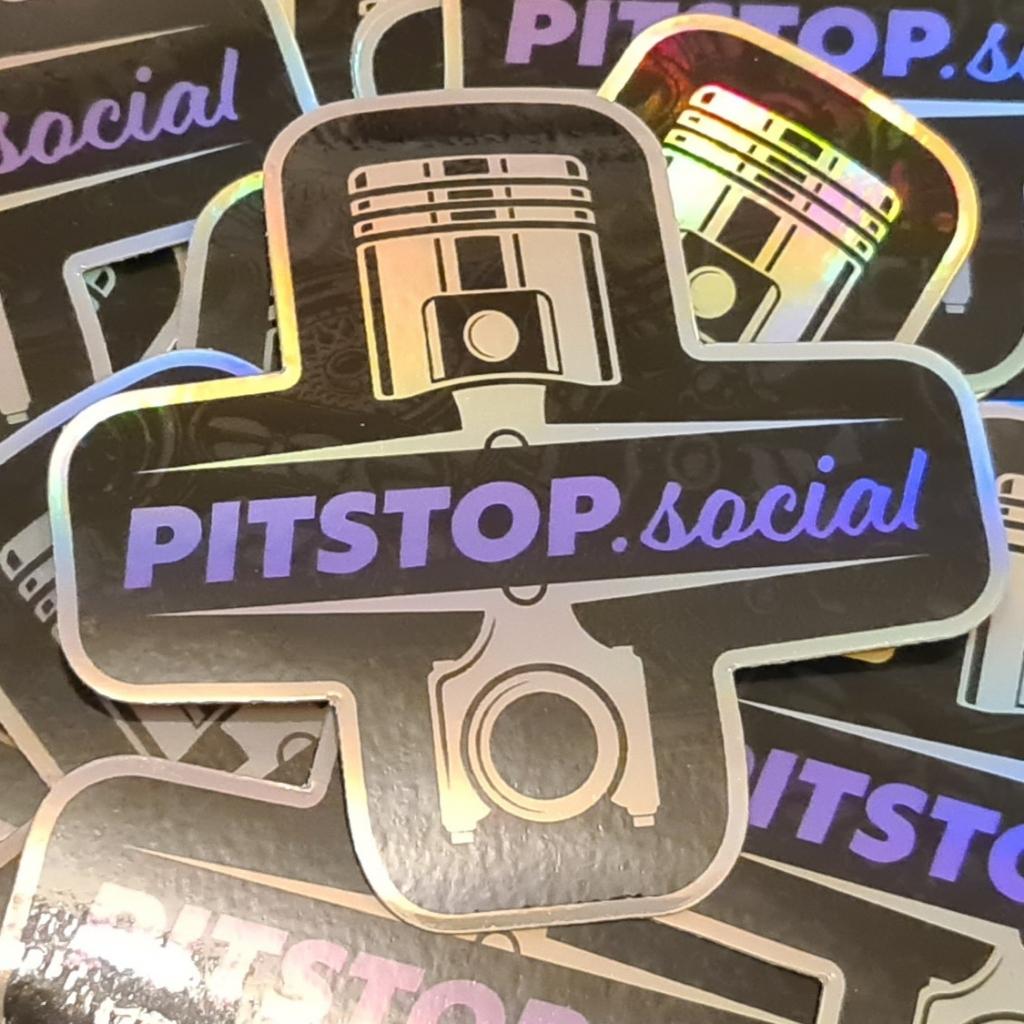 Pitstop Social Purple Piston Holographic Sticker