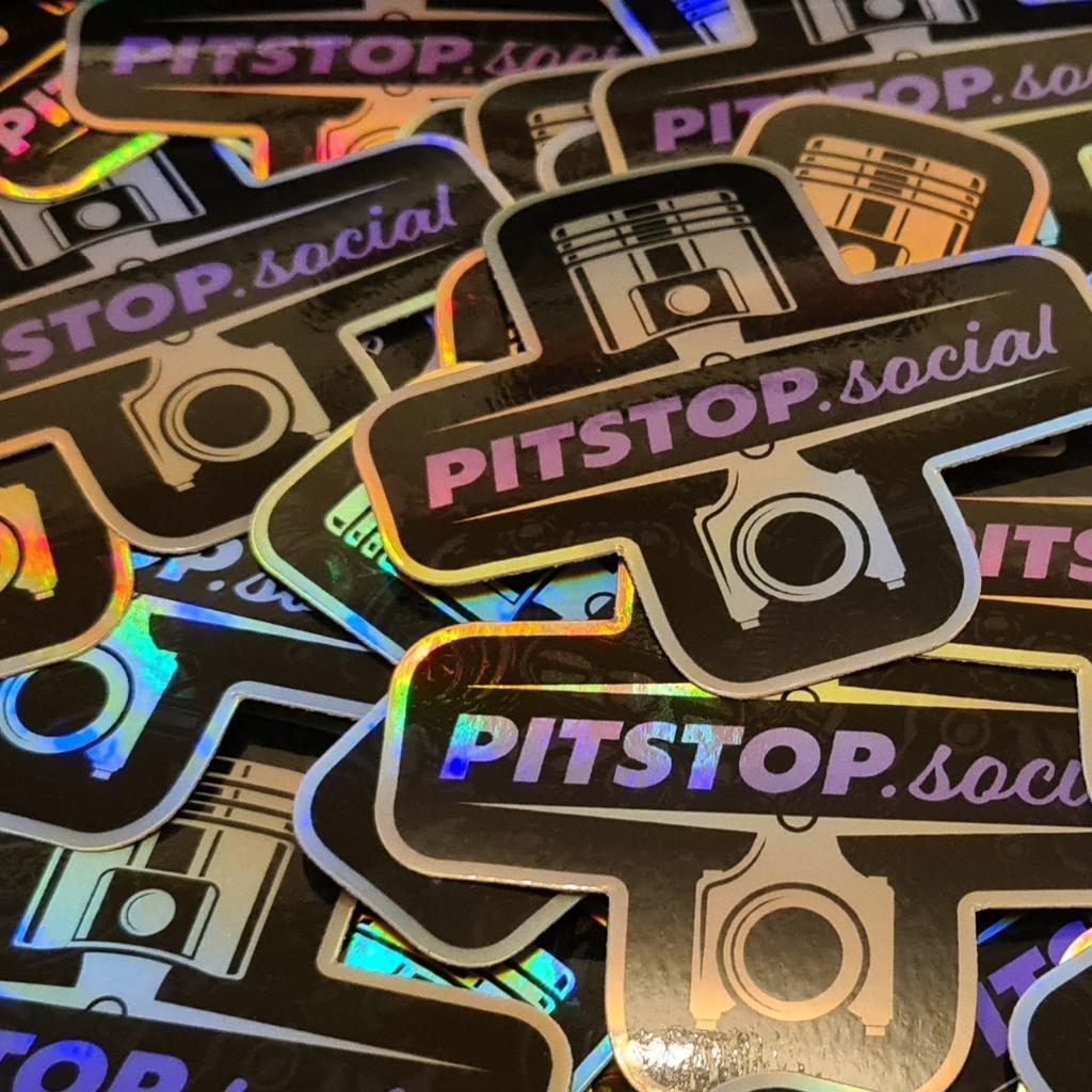 Pitstop Social Purple Piston Holographic Sticker