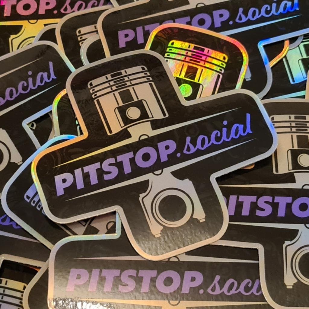 Pitstop Social Purple Piston Holographic Sticker