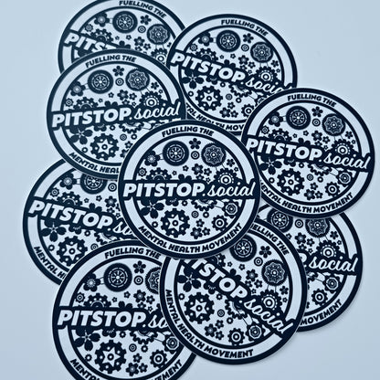 Pitstop Social Achromatic Build n' Bloom Round Sticker