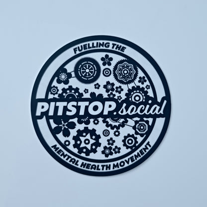 Pitstop Social Achromatic Build n' Bloom Round Sticker
